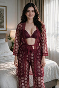 4pcs  Premium Nightwear Net-robe