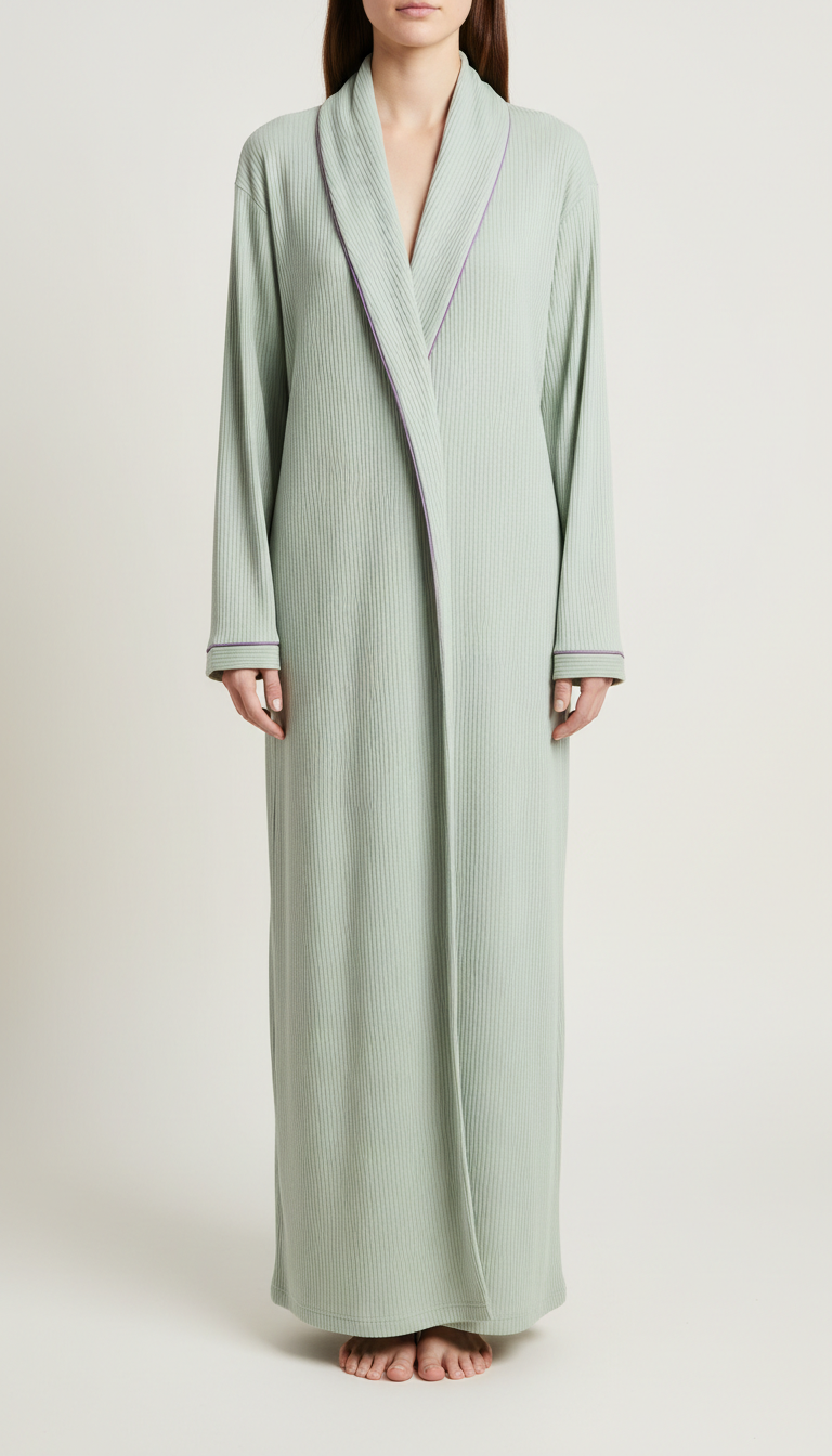 Pale sage ribbed robe